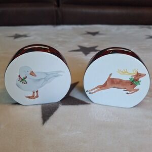 Vintage Arita Porcelain Tartan Plaid Christmas Salt and Pepper Shakers
